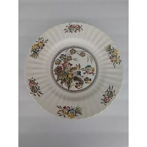 Wade Meadow Dinner Plate England White Floral Scalloped Fluted Vintage Ironstone